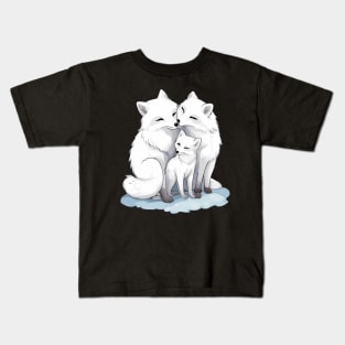 Cute Arctic Fox Family Kids T-Shirt